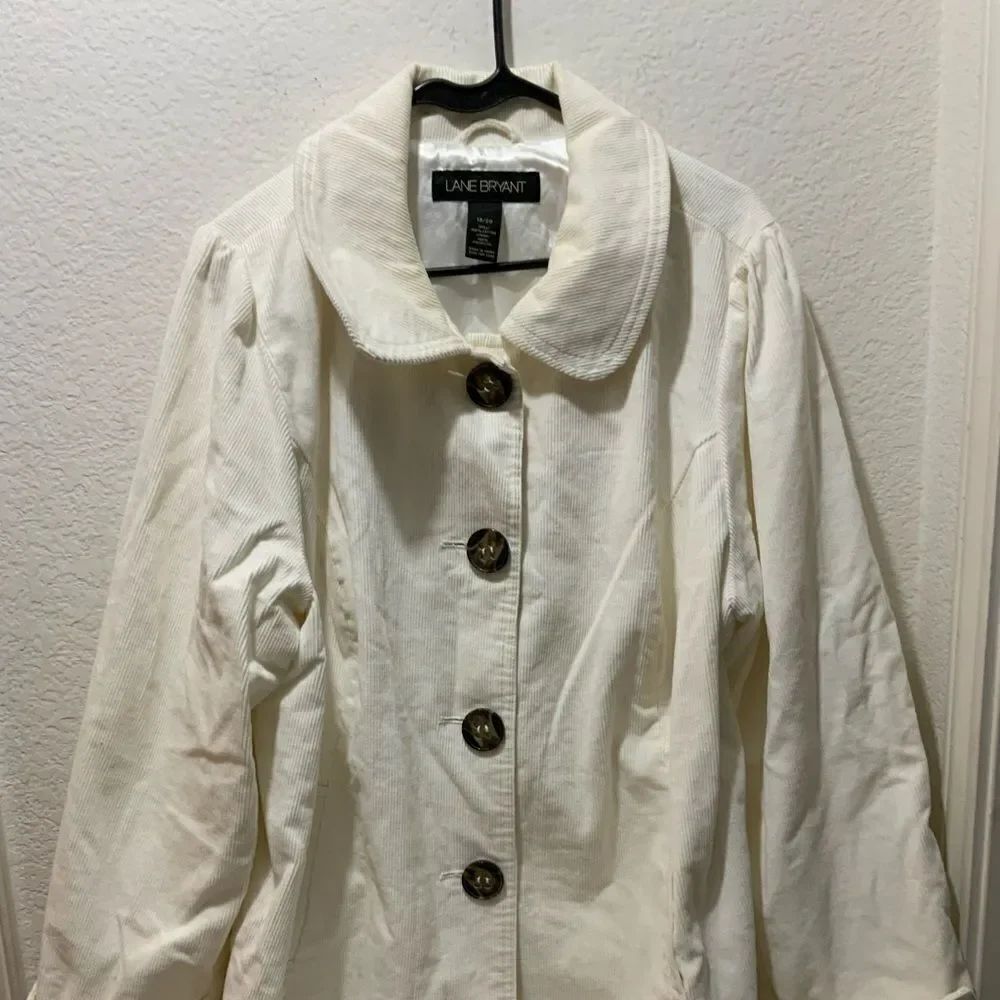 New Lane Bryant Ivory Button-up Corduroy Long Sleeve Jacket Plus Size 18/20